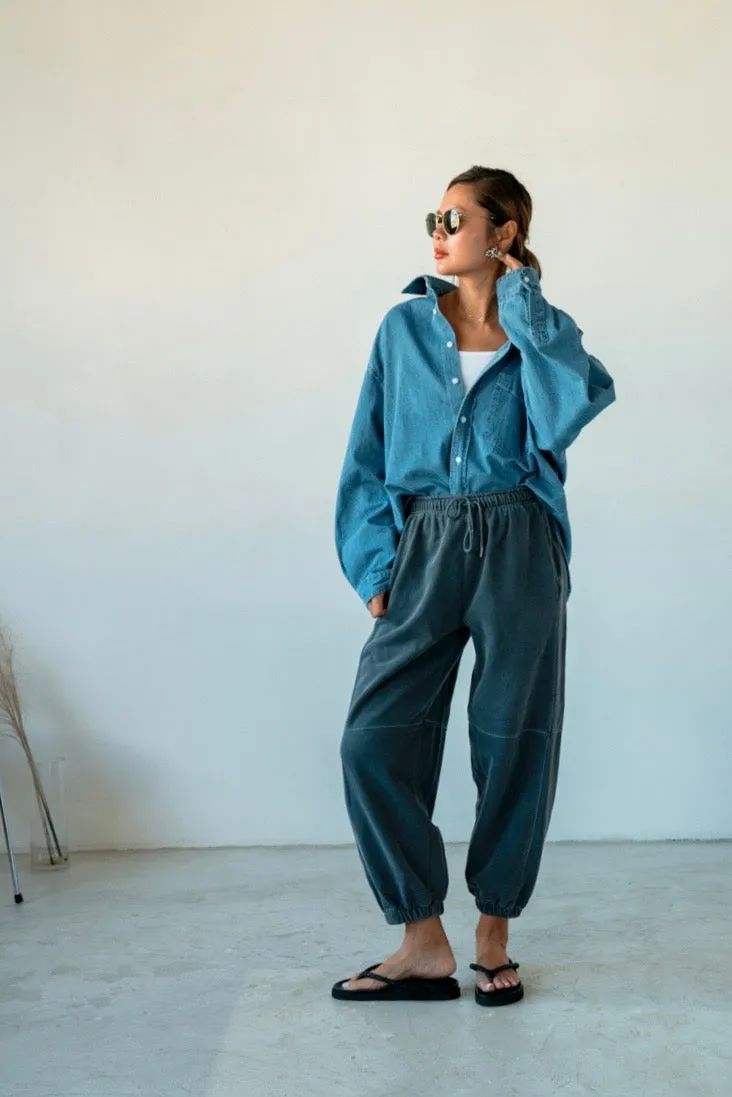 ( 3 COLOURS ) WASHED COTTON SWEAT PANTS ( PRE ORDER )