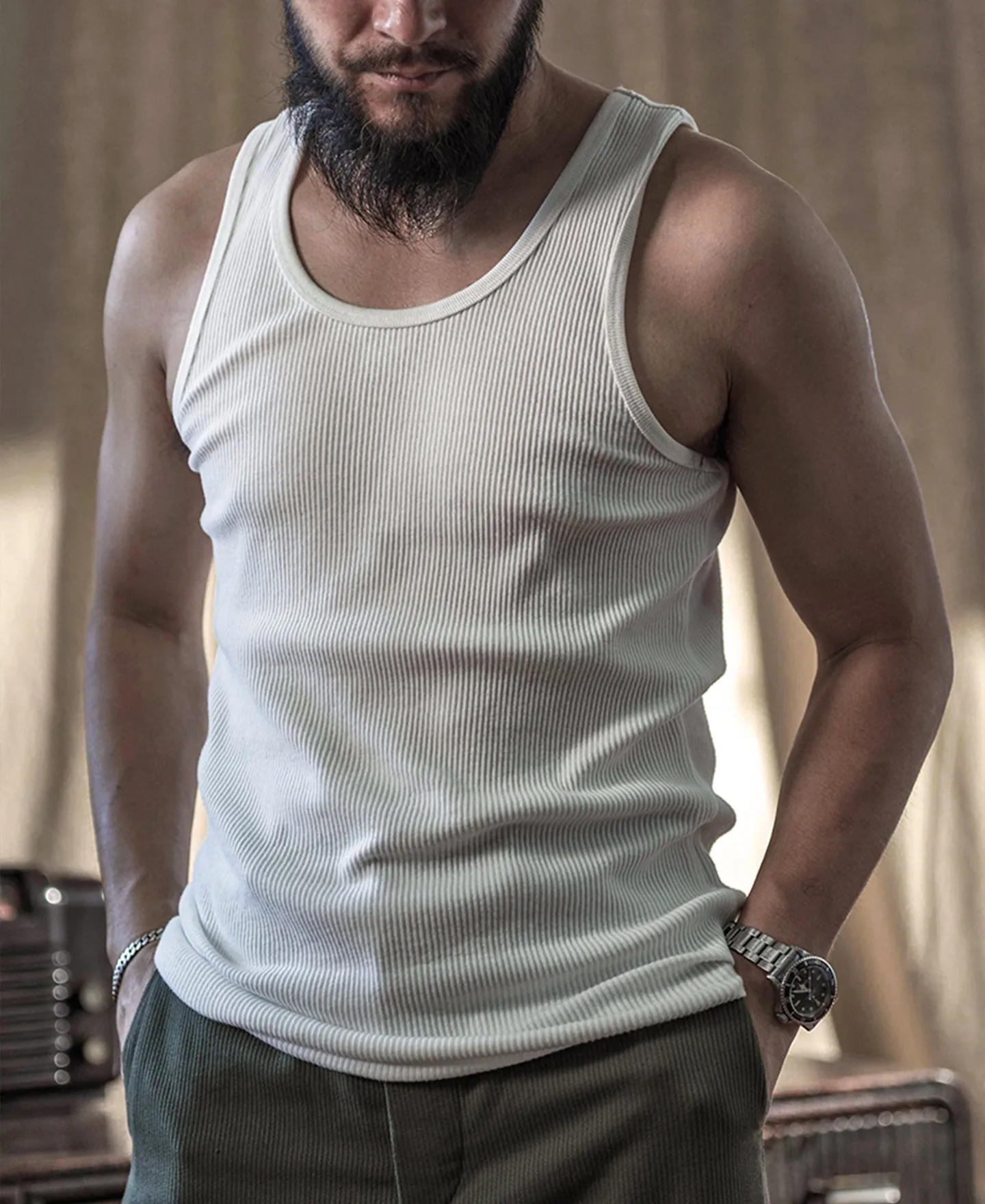 10.5 oz Cotton Tank Top - White