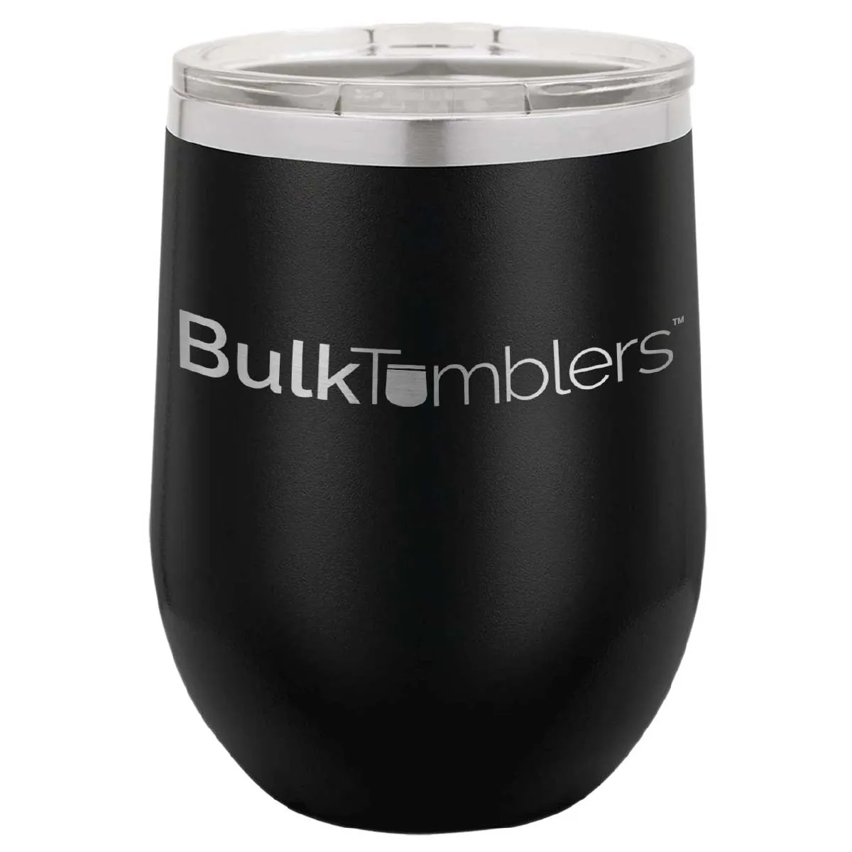 12 oz Wine Tumbler with Logo Laser Engraved on Insulated Stainless Steel Wine Tumblers   Lid