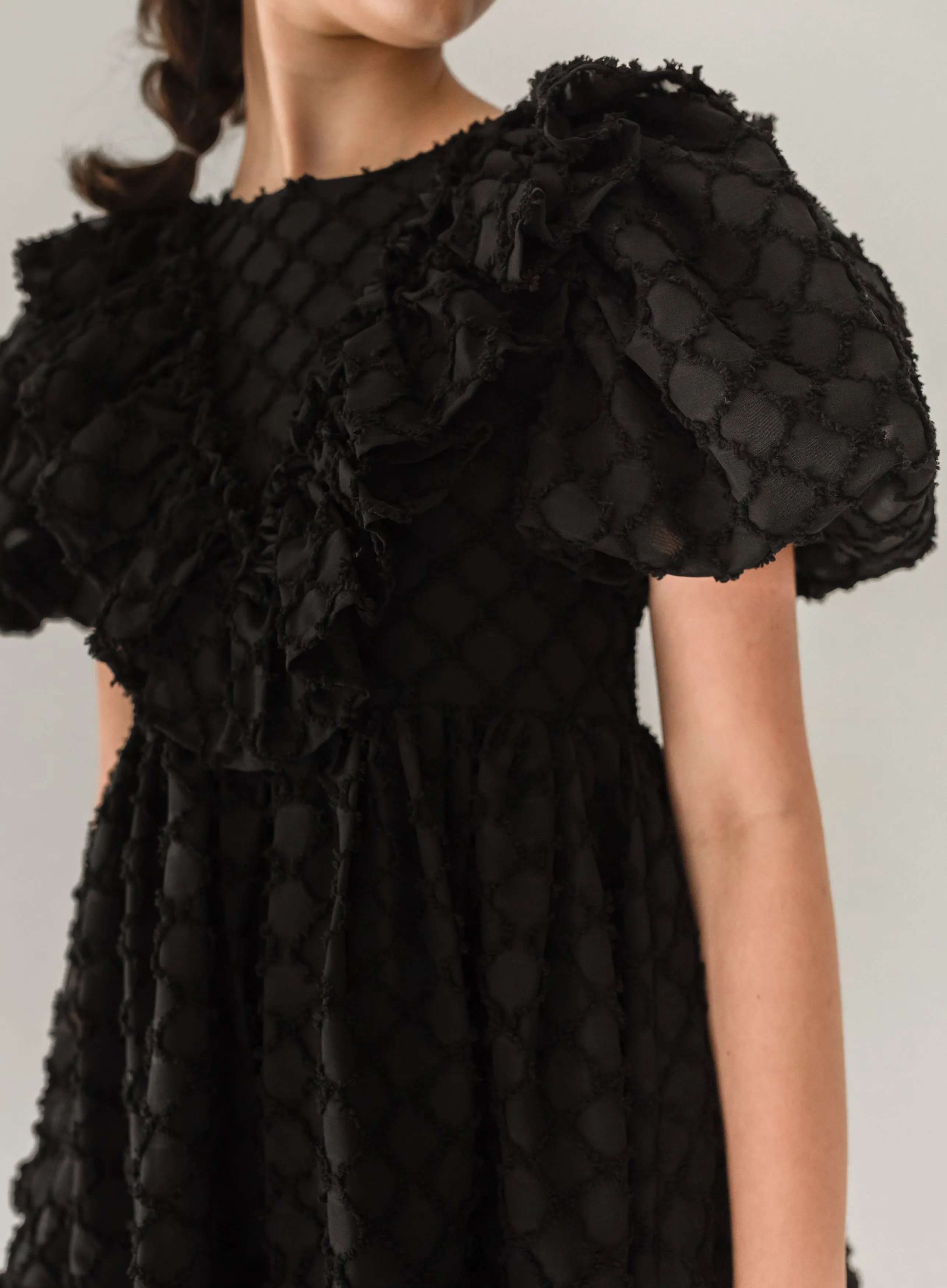 Sure! Here’s an optimized title for your e-commerce product:

1206 Vine Burnout Black Puff Sleeve Dress with 3/4 Sleeves - Stylish and Elegant Fashion

Feel free to adjust any part of it according to your brand’s voice!