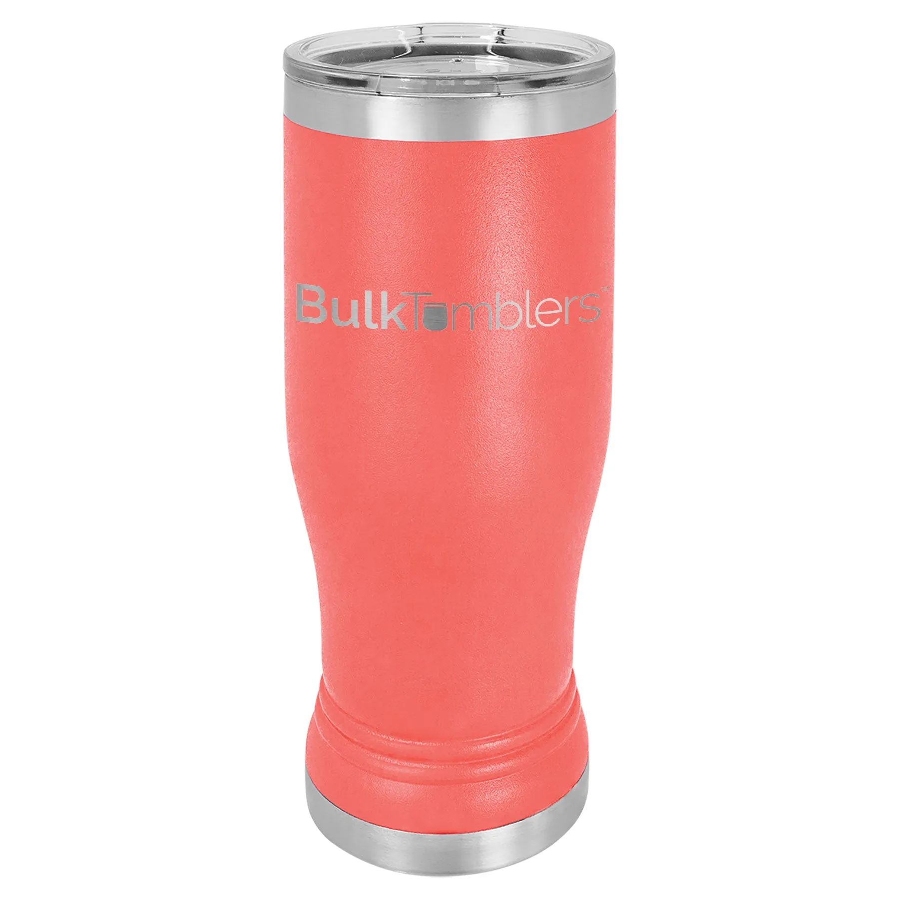 14 oz Promo Personalized Beer Pilsner Glass Tumbler w Logo Laser Engraved on Insulated Stainless Steel   Lid