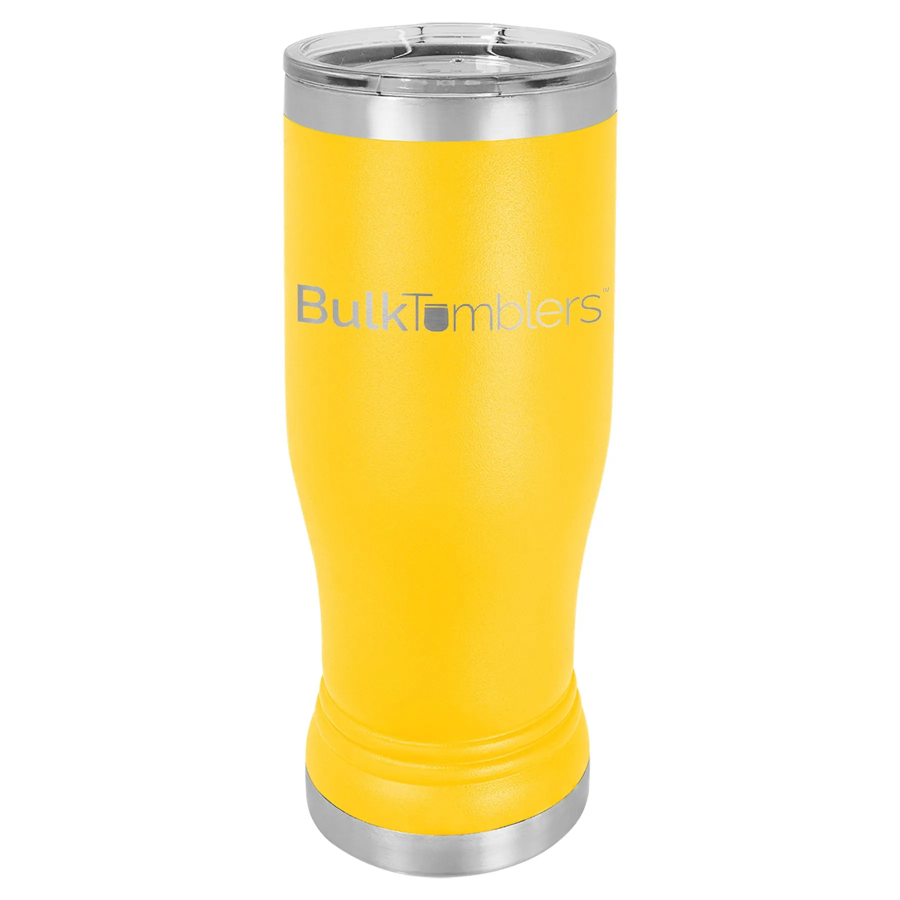 14 oz Promo Personalized Beer Pilsner Glass Tumbler w Logo Laser Engraved on Insulated Stainless Steel   Lid