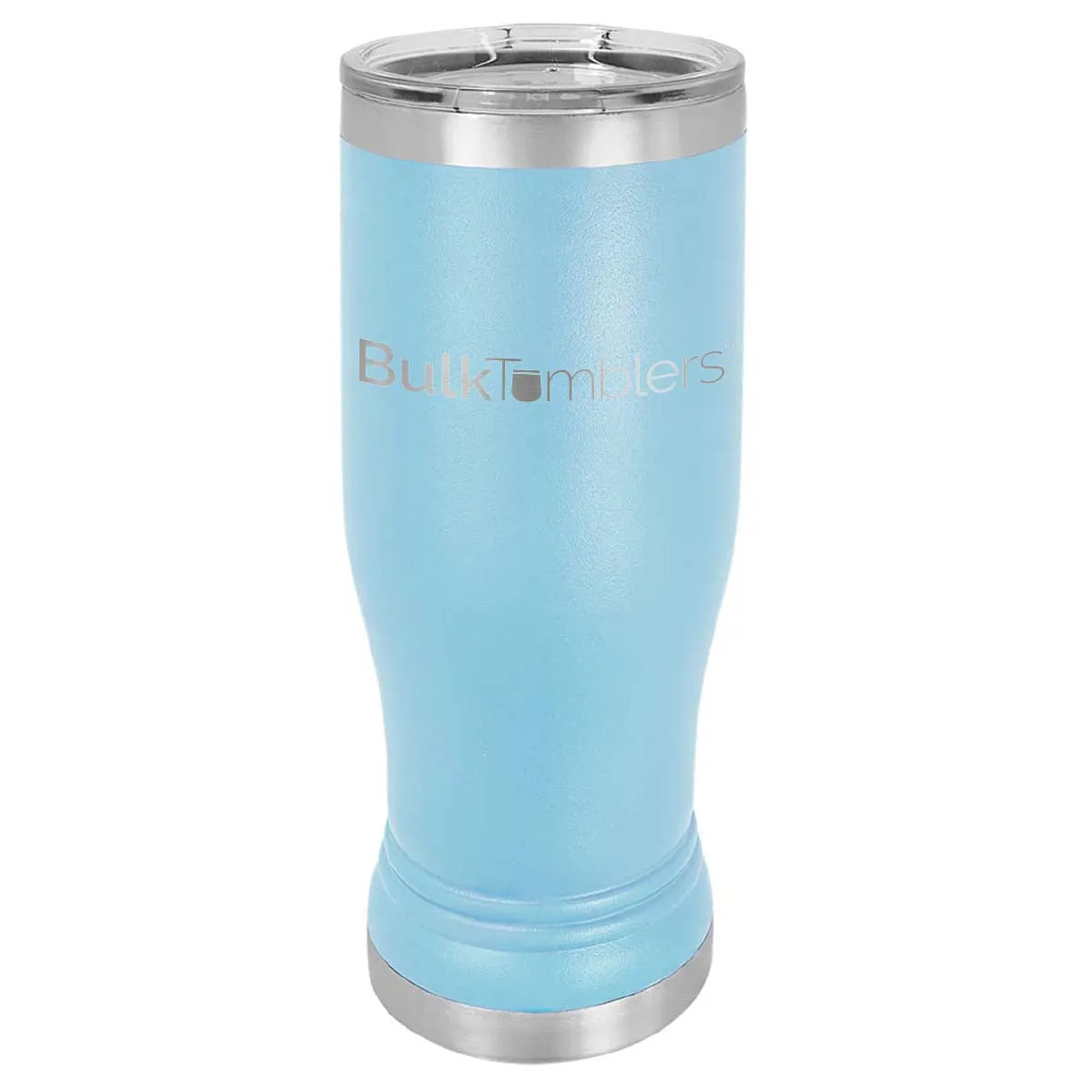 14 oz Promo Personalized Beer Pilsner Glass Tumbler w Logo Laser Engraved on Insulated Stainless Steel   Lid