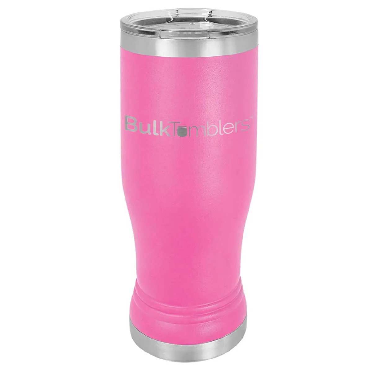 14 oz Promo Personalized Beer Pilsner Glass Tumbler w Logo Laser Engraved on Insulated Stainless Steel   Lid