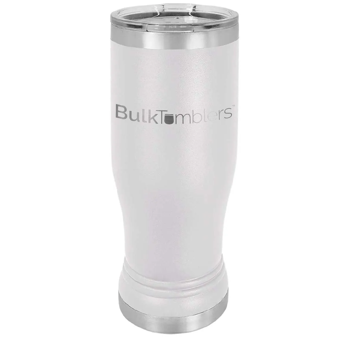 14 oz Promo Personalized Beer Pilsner Glass Tumbler w Logo Laser Engraved on Insulated Stainless Steel   Lid