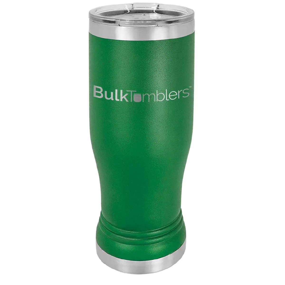 14 oz Promo Personalized Beer Pilsner Glass Tumbler w Logo Laser Engraved on Insulated Stainless Steel   Lid
