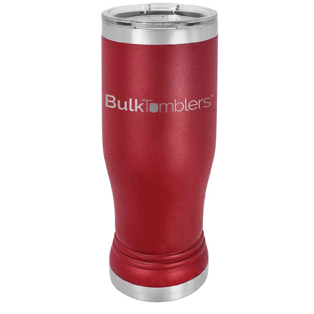 14 oz Promo Personalized Beer Pilsner Glass Tumbler w Logo Laser Engraved on Insulated Stainless Steel   Lid