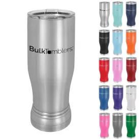 14 oz Promo Personalized Beer Pilsner Glass Tumbler w Logo Laser Engraved on Insulated Stainless Steel   Lid