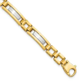 14k Two Tone 8.5 Inch polished and satin finished Bracelet