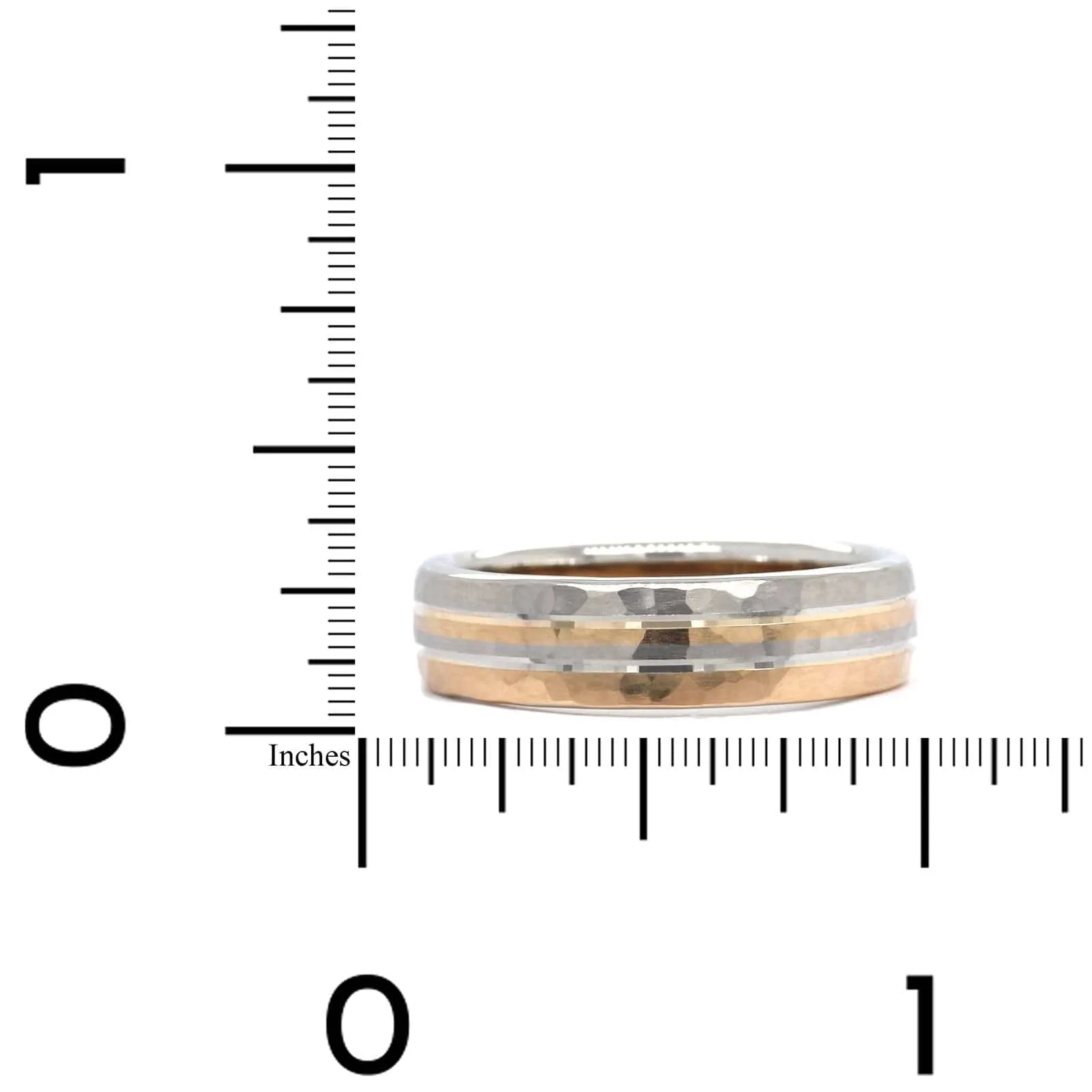 14K Two-Tone Hammered with Groove Band