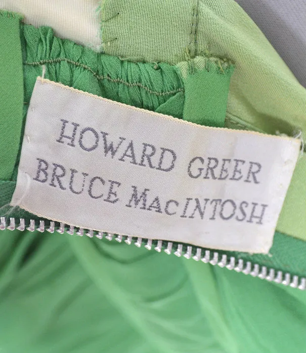 1950's Draped Grecian Howard Greer Green Silk Chiffon Vintage Dress