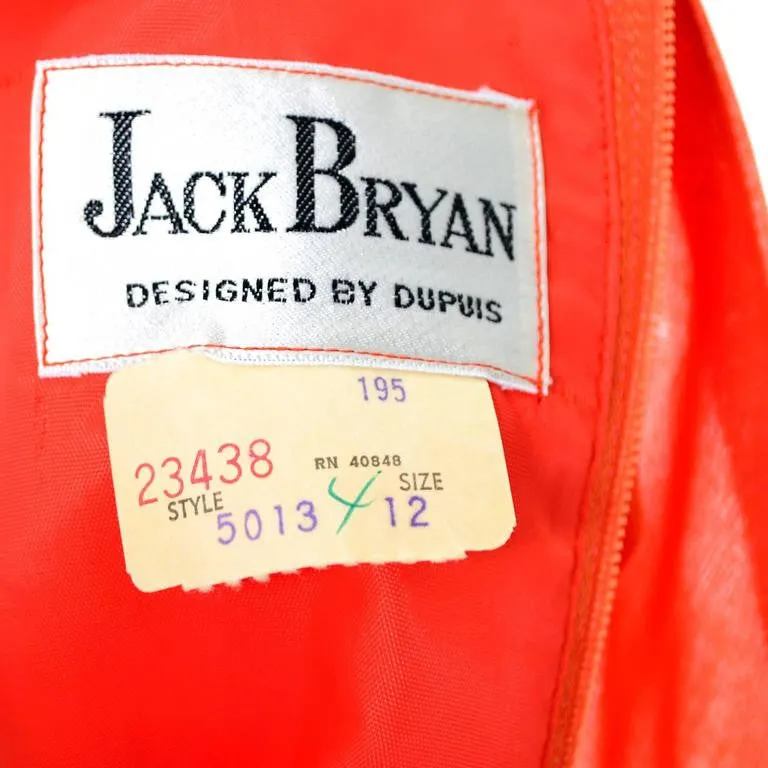1960s Dupuis Jack Bryan Tomato Red Chiffon Vintage Dress Dead Stock NWT 10