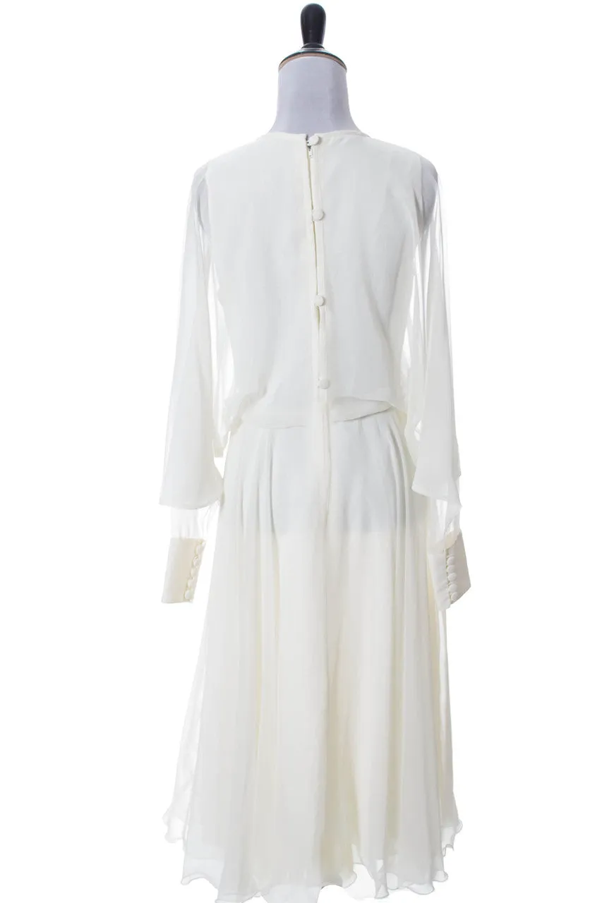 1970s John Bates Jean Varon Vintage Chiffon Dress