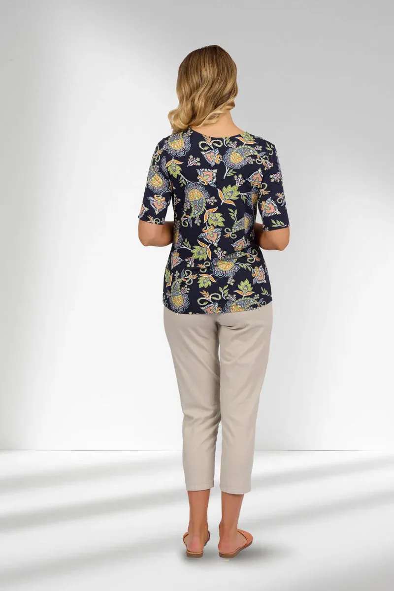 4329 Zen - 3/4 Sleeve Round Neck Knit Top