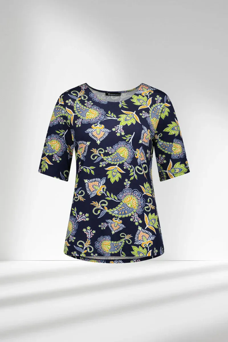 4329 Zen - 3/4 Sleeve Round Neck Knit Top