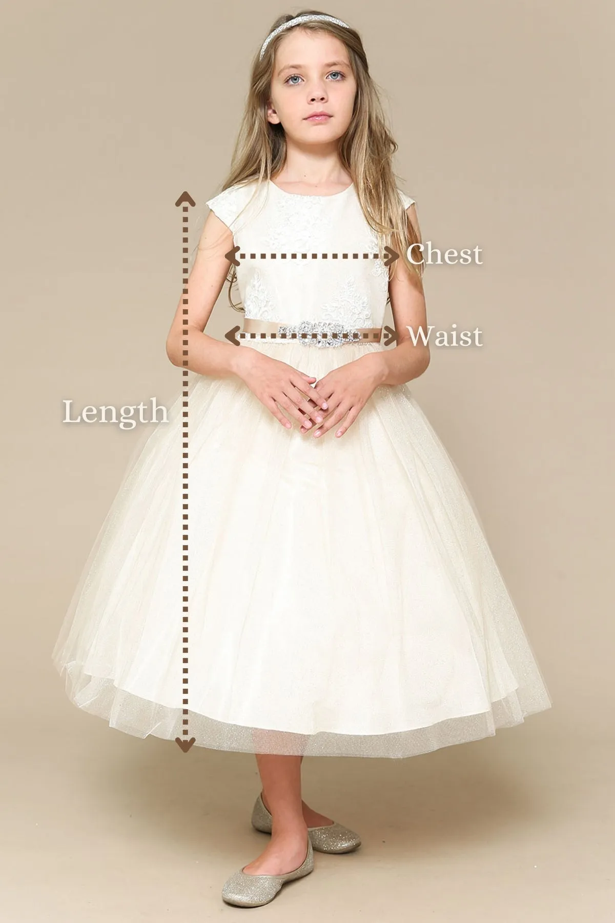 Abigail Satin & Tulle Baby Dress with Swirl Rhinestone Belt