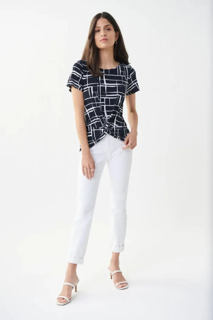Abstract Tie Front Top