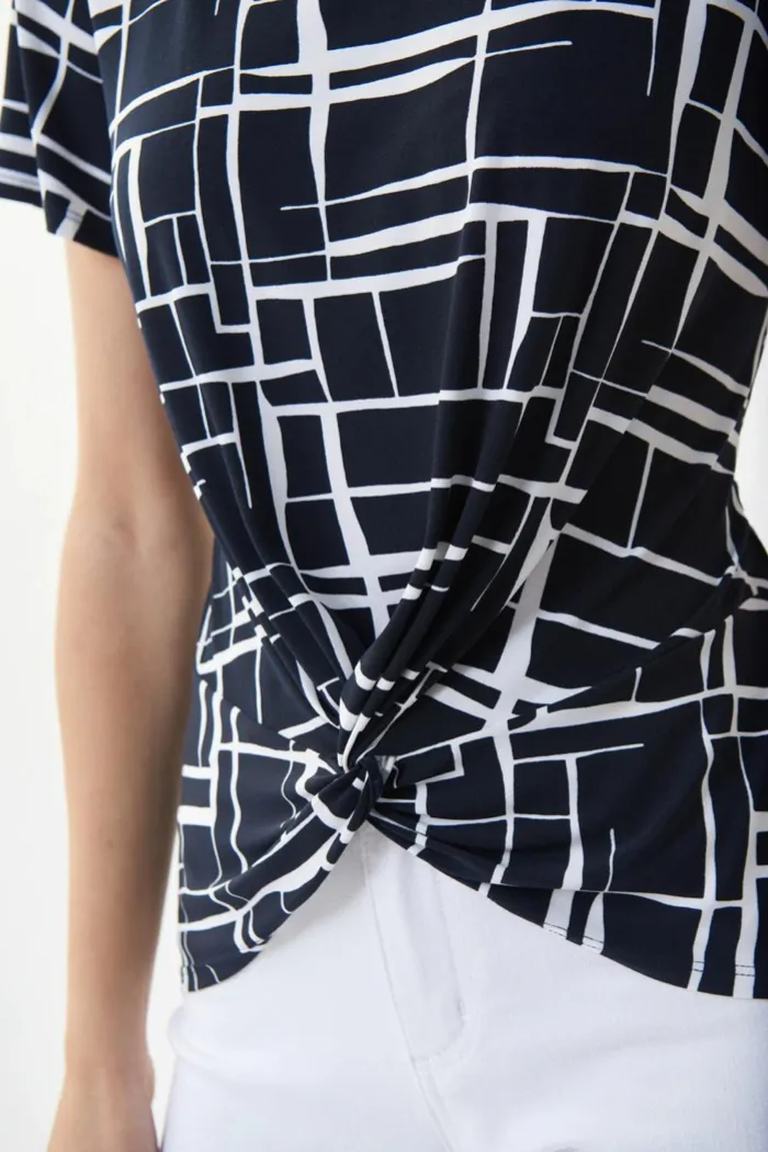 Abstract Tie Front Top