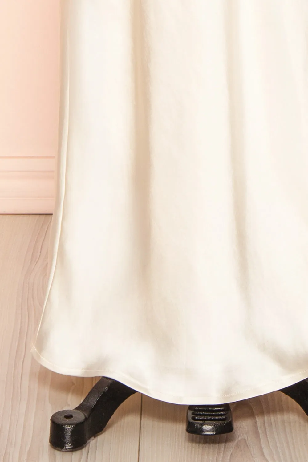 Aminata | Ivory Satin Maxi Dress w/ Slit