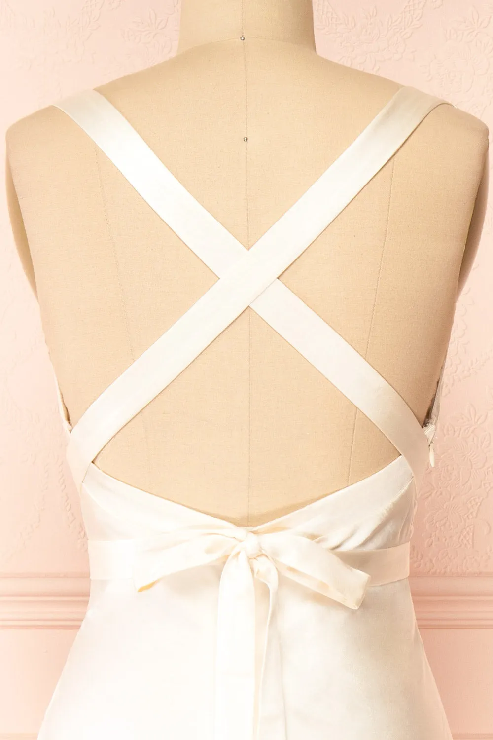 Aminata | Ivory Satin Maxi Dress w/ Slit