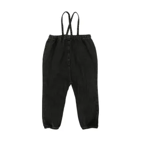 ANALOGIE BLACK DENIM TIE SUSPENDER PANT