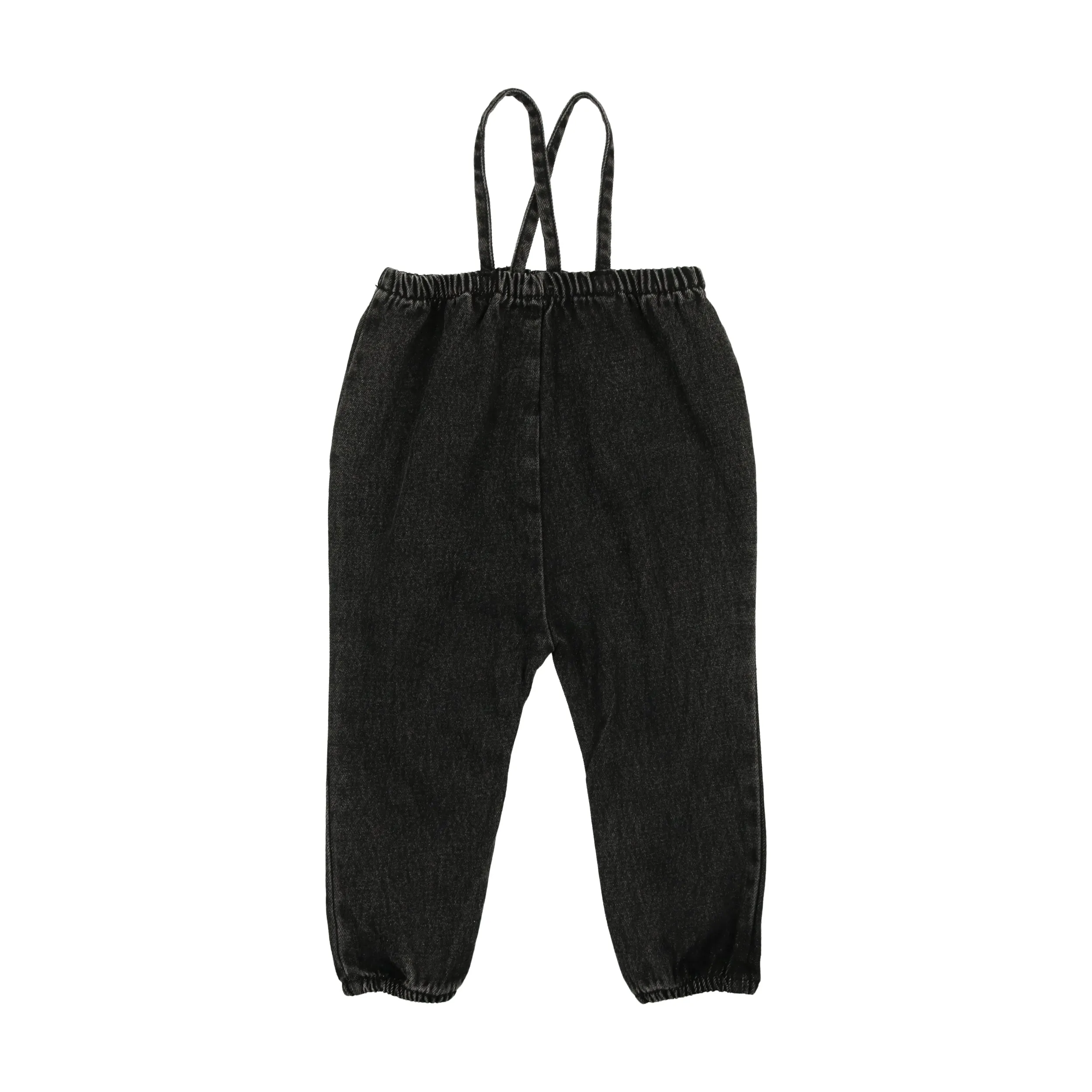 ANALOGIE BLACK DENIM TIE SUSPENDER PANT