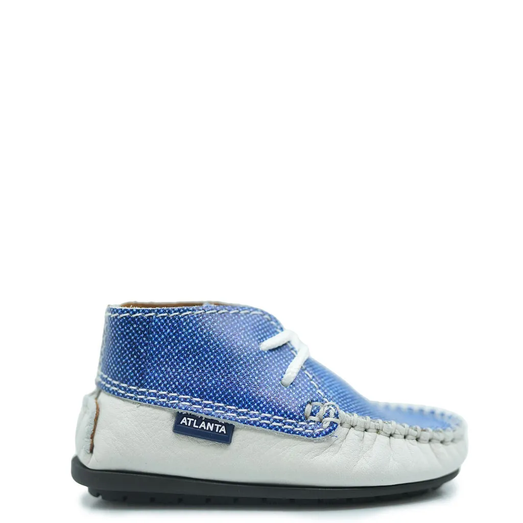 Atlanta Mocassin Denim and Ivory Baby Bootie