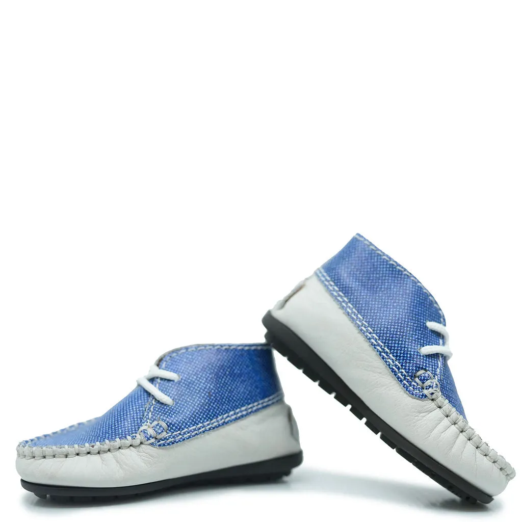 Atlanta Mocassin Denim and Ivory Baby Bootie
