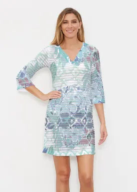 Bali Minty Blue (17291) ~ Banded 3/4 Sleeve Dress