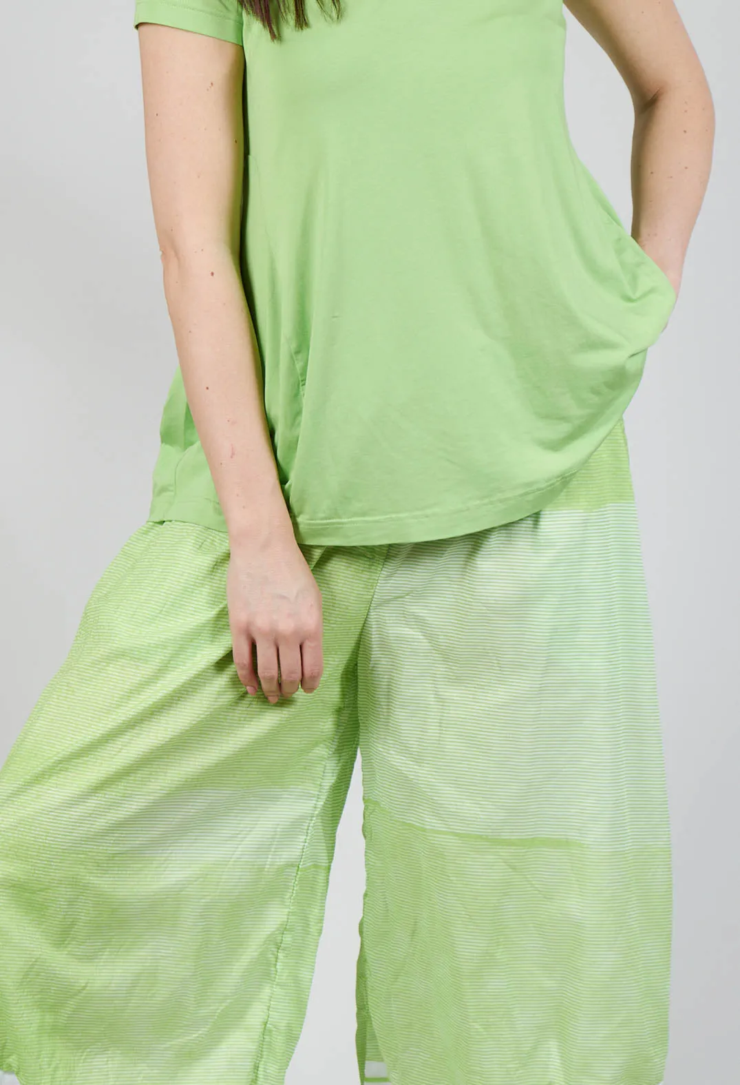 Balloon Leg Cotton Trousers in Lime Print