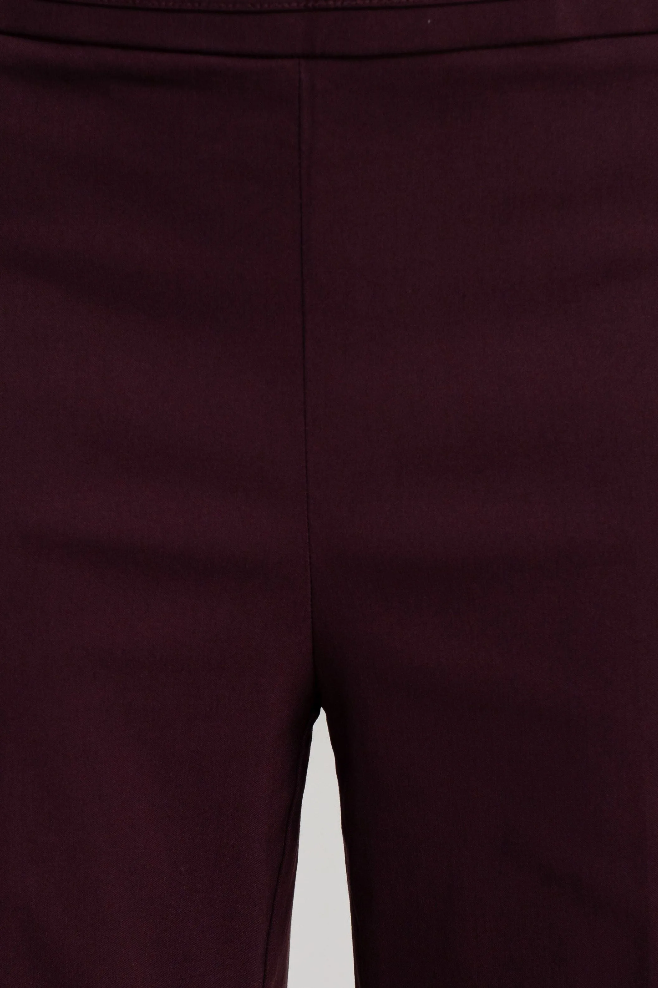 Banded Waist Pull On Straight Cut Solid Hardware Detail Stretch Rayon Pants