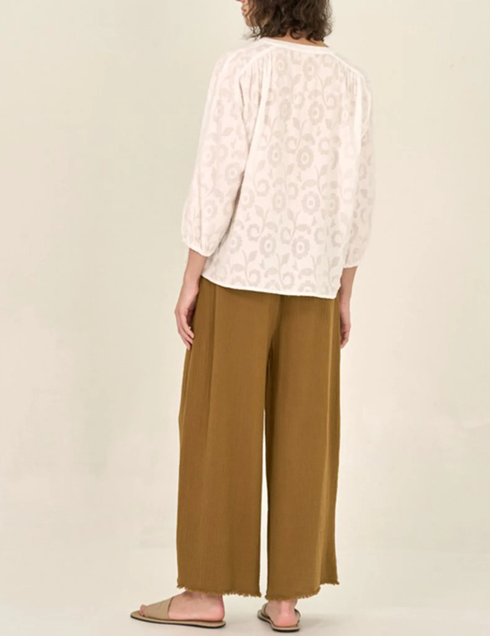 Beckette Jacquard Floral Cotton Blouse