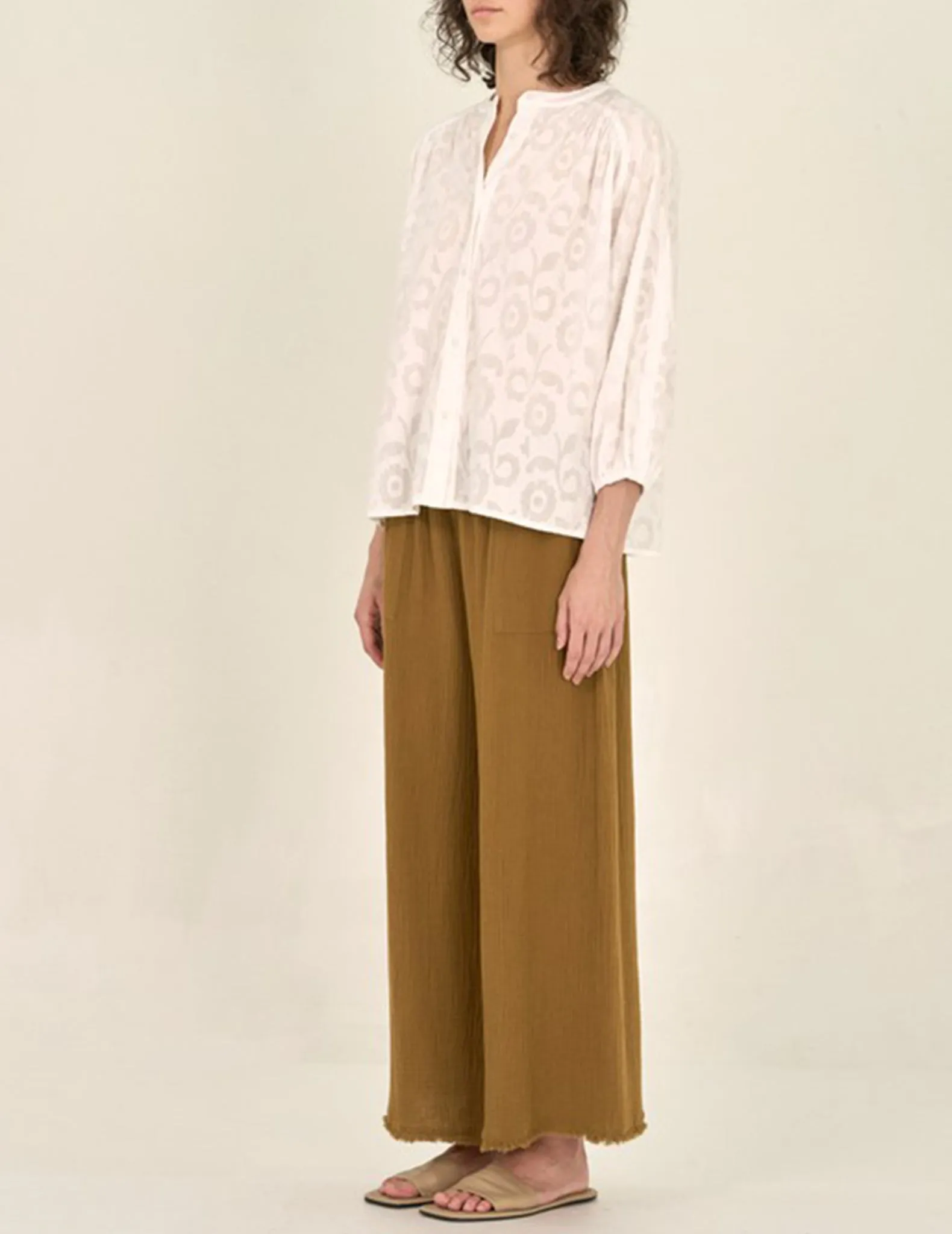 Beckette Jacquard Floral Cotton Blouse