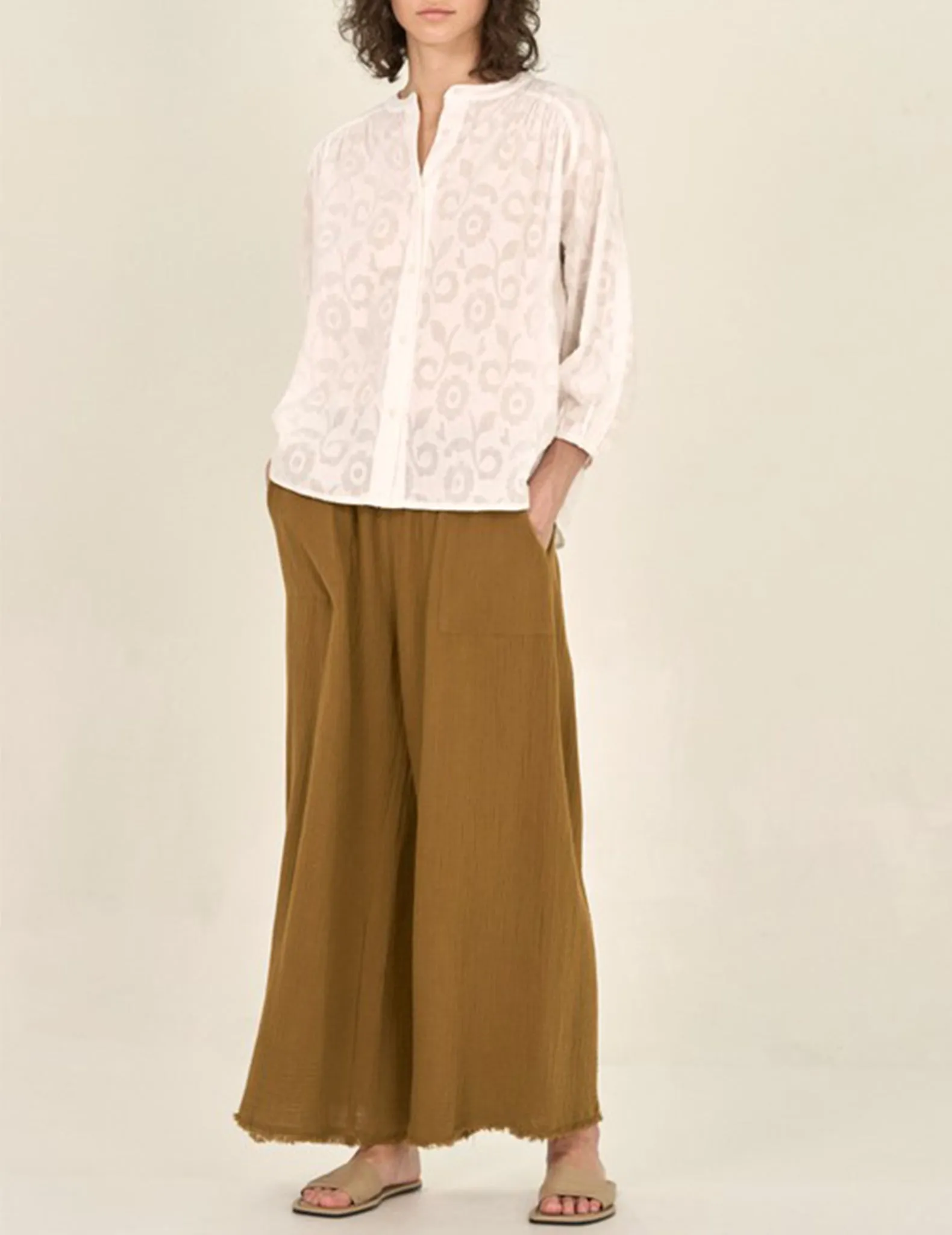 Beckette Jacquard Floral Cotton Blouse