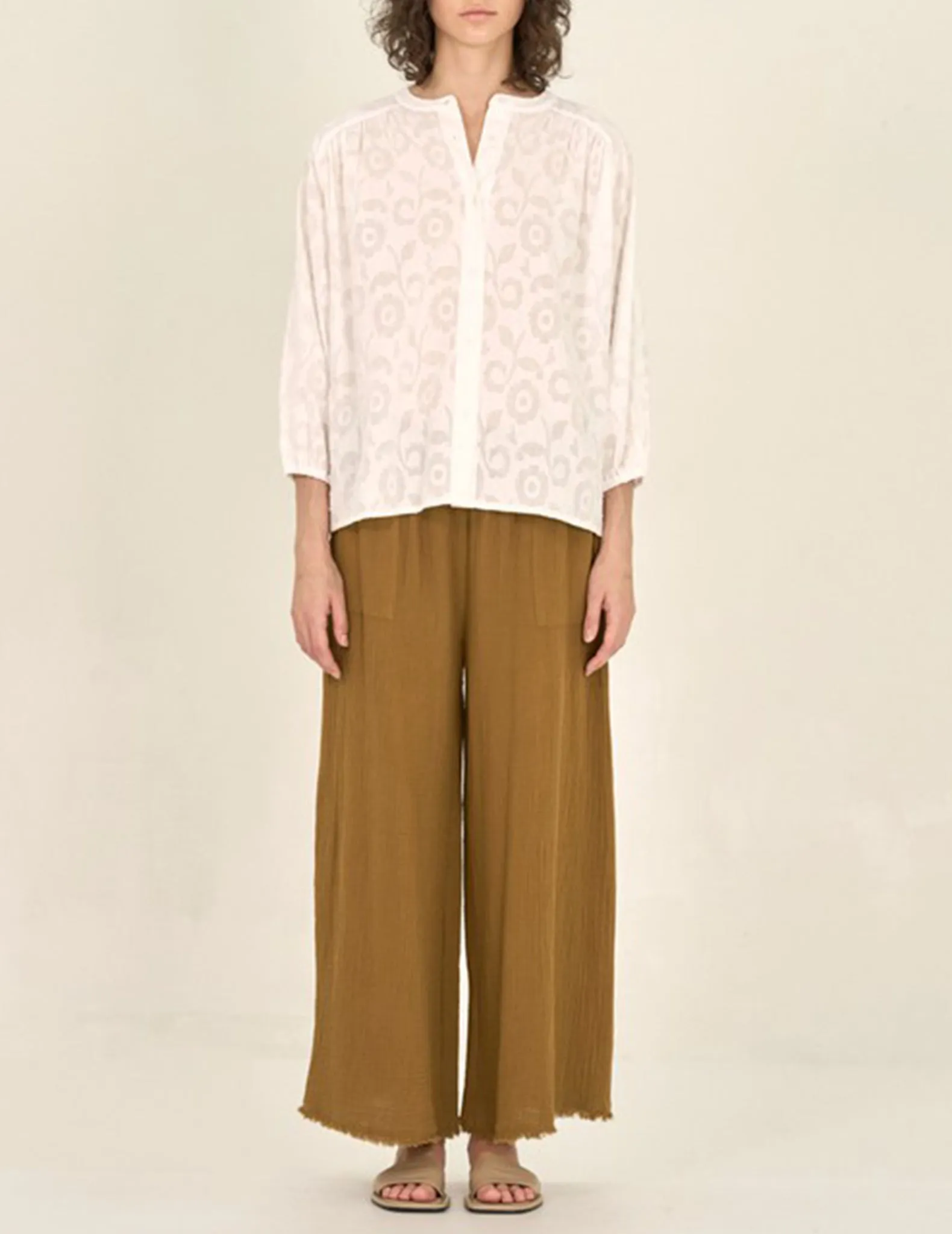 Beckette Jacquard Floral Cotton Blouse