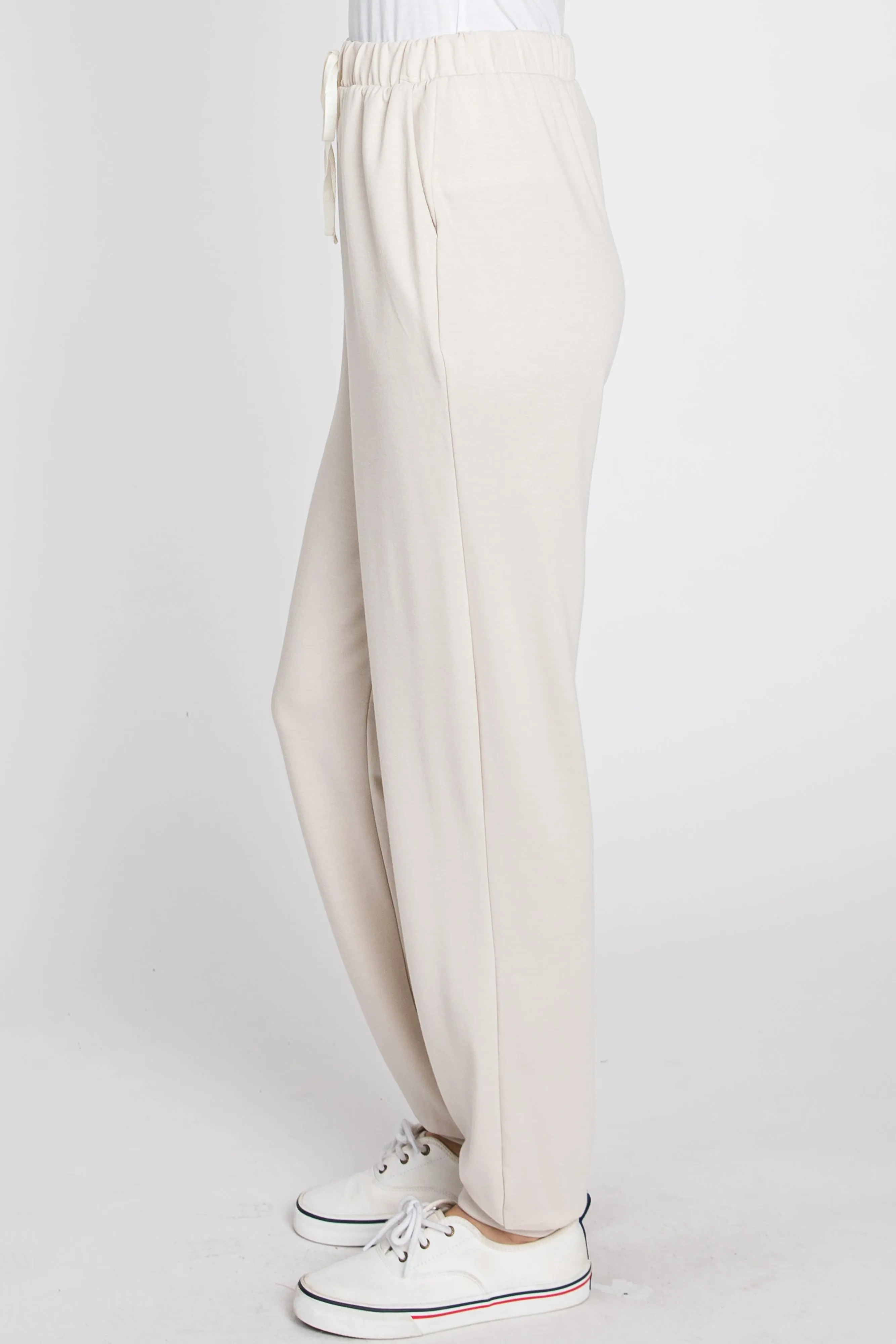 Beige Contrast Jogger Pants