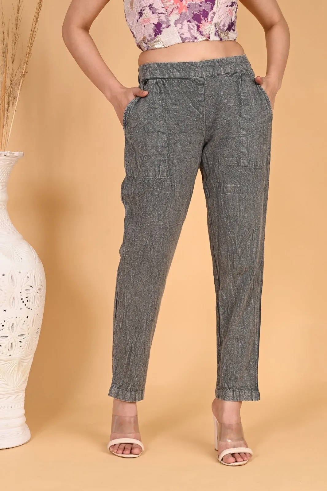 BEIGE DENIM COTTON PANTS