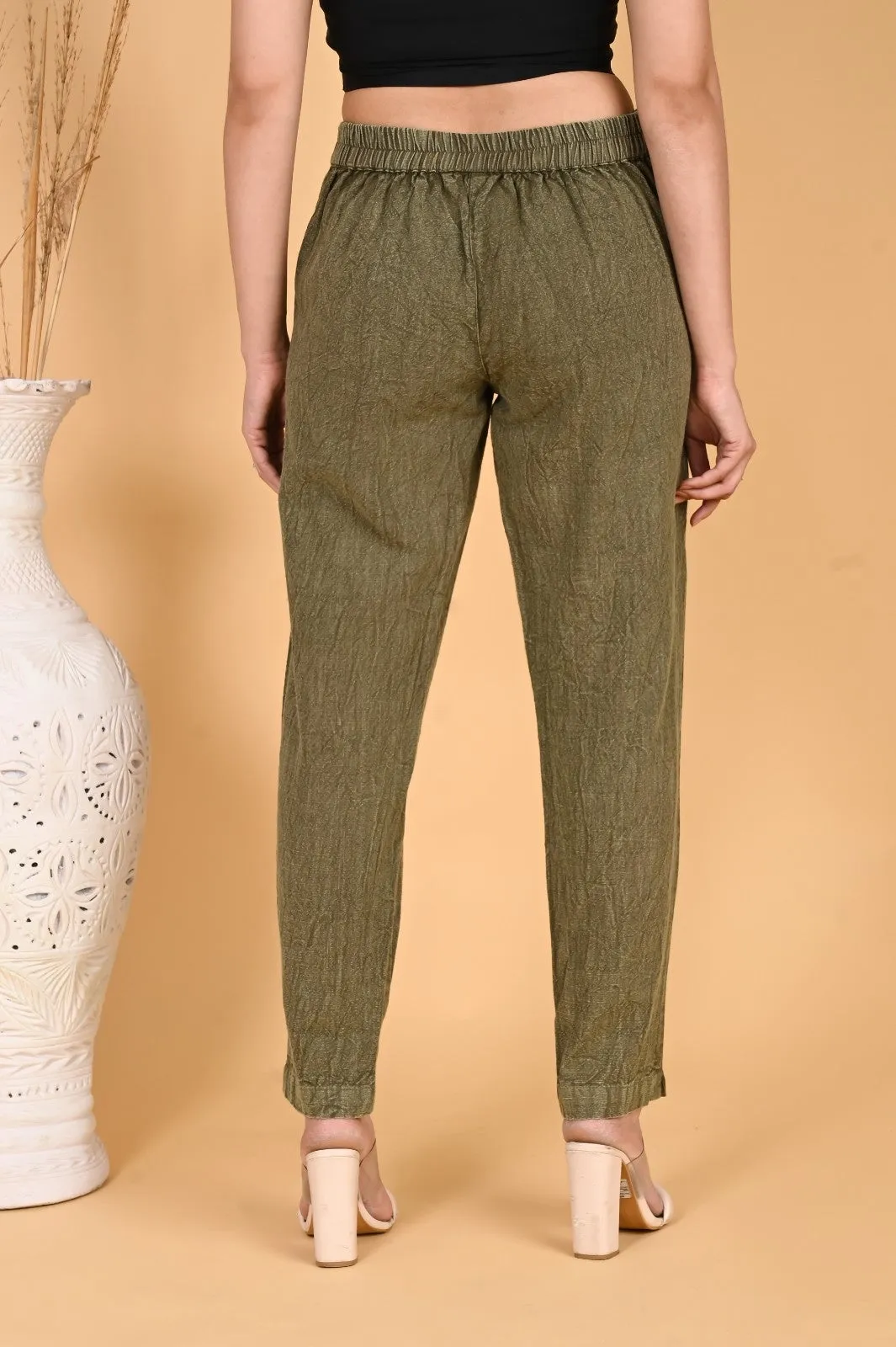BEIGE DENIM COTTON PANTS
