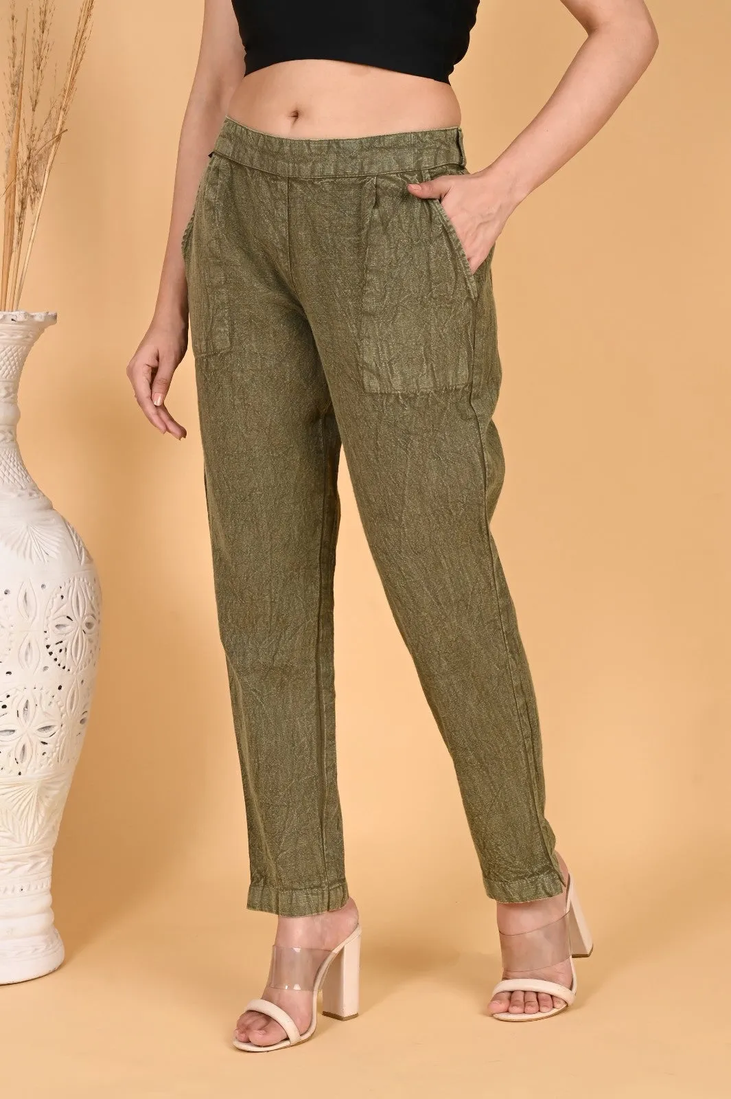 BEIGE DENIM COTTON PANTS