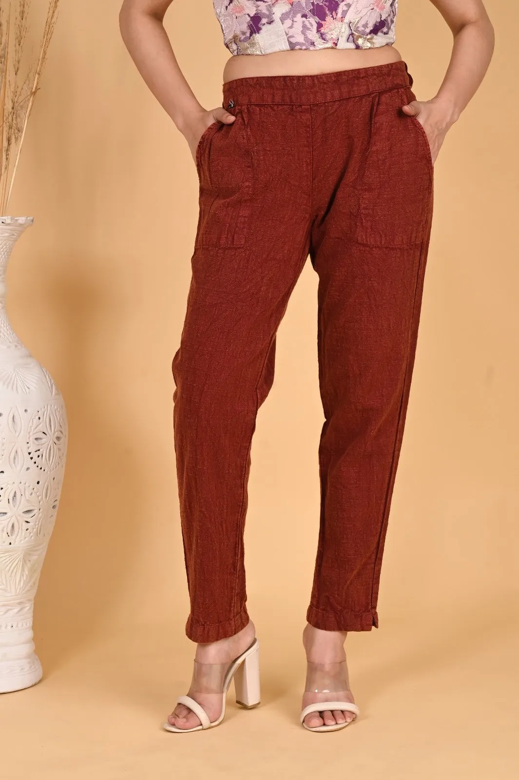 BEIGE DENIM COTTON PANTS