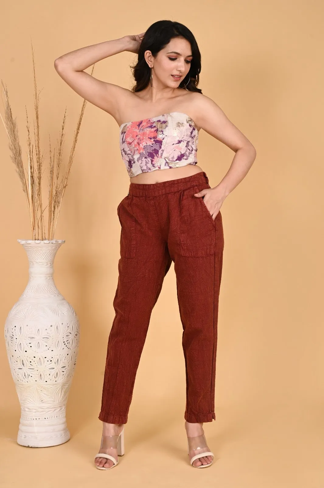 BEIGE DENIM COTTON PANTS