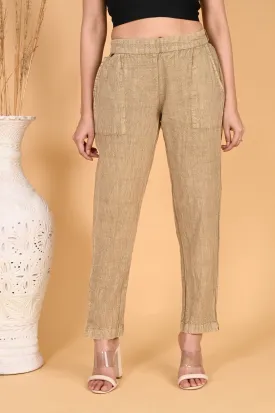 BEIGE DENIM COTTON PANTS