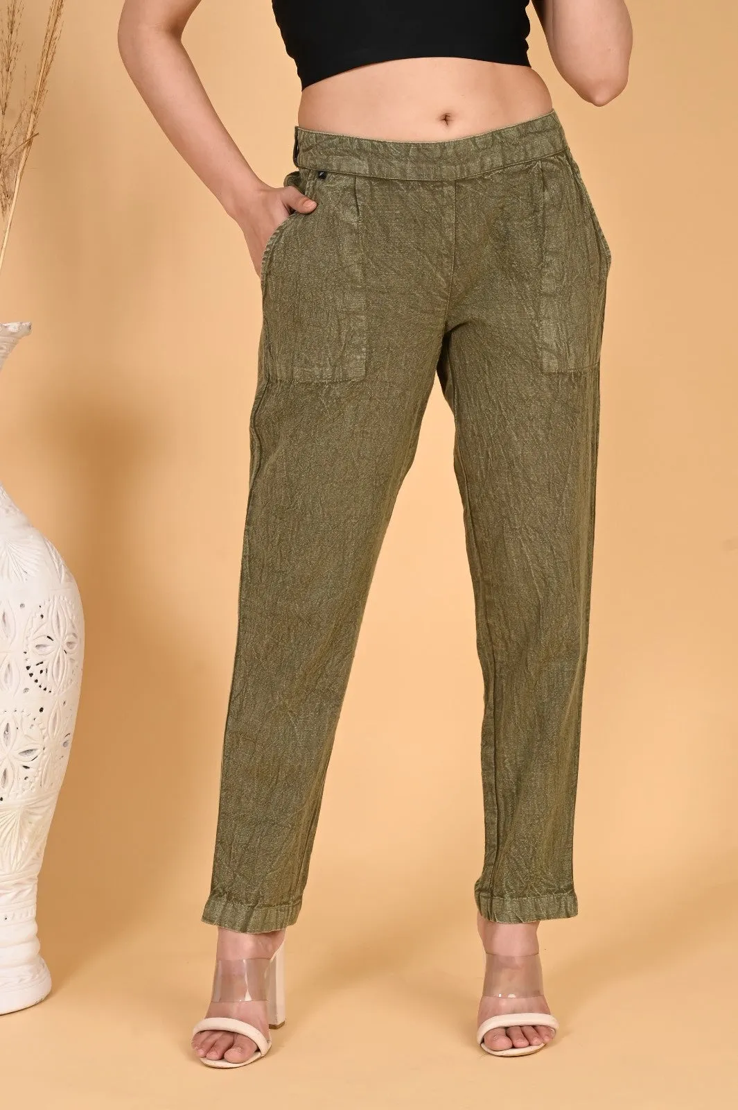 BEIGE DENIM COTTON PANTS