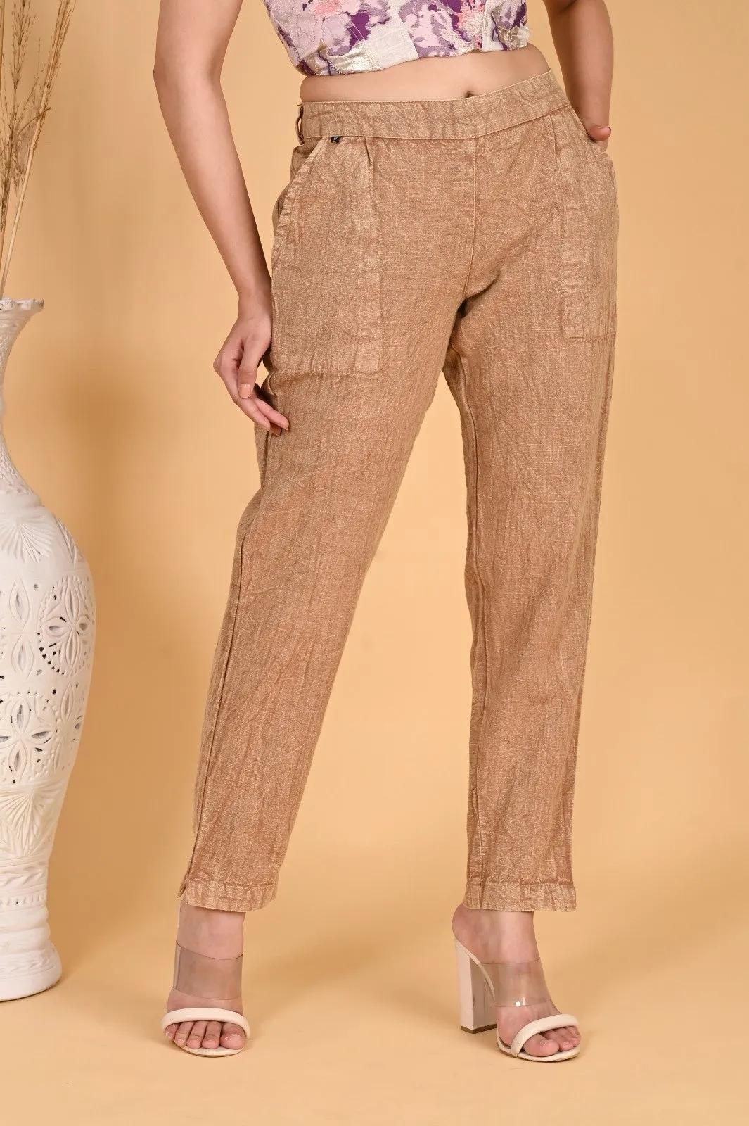 BEIGE DENIM COTTON PANTS