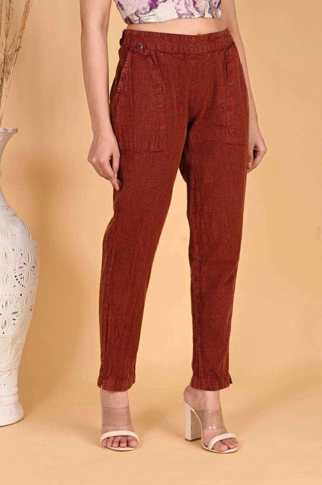 BEIGE DENIM COTTON PANTS