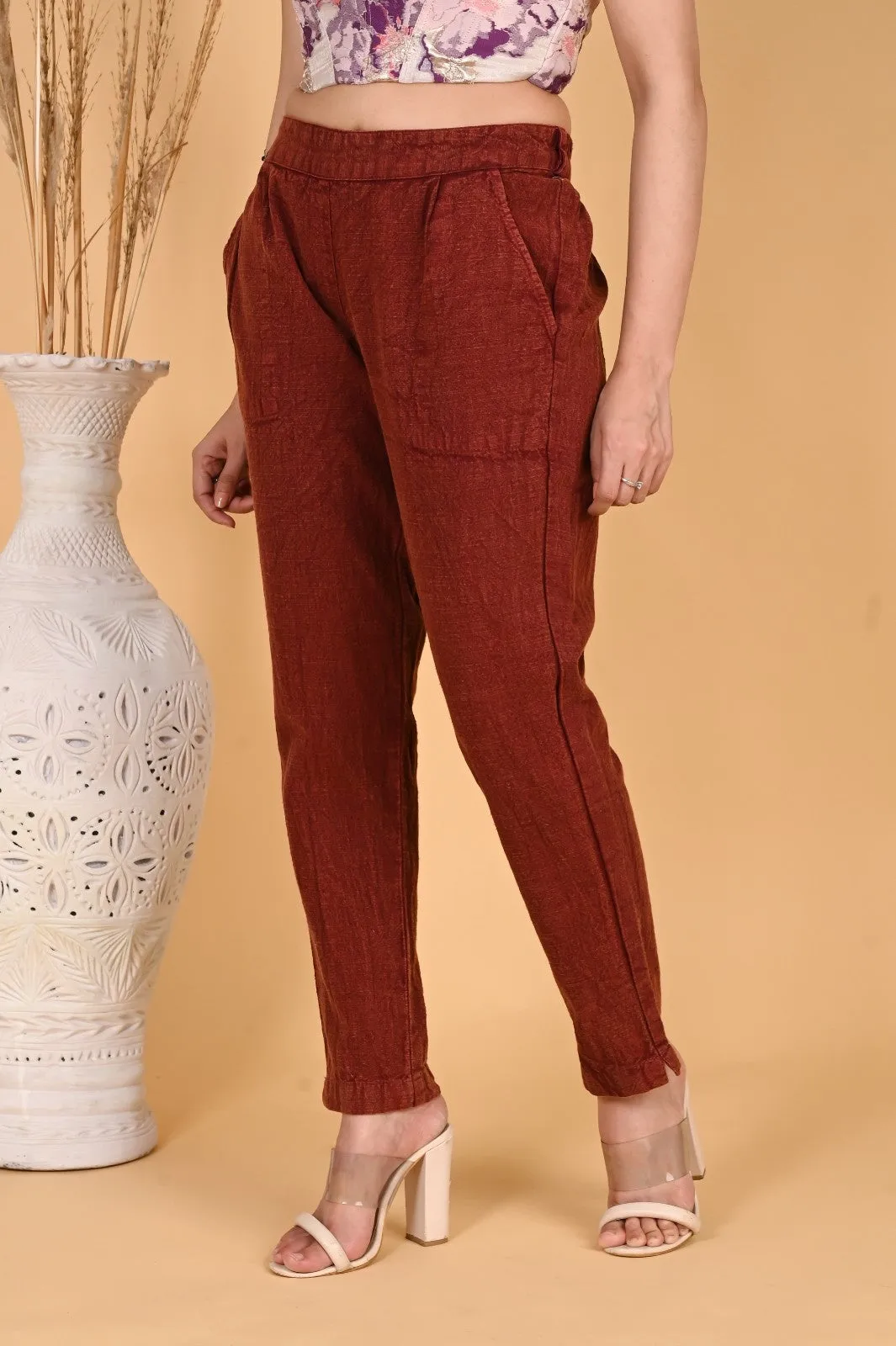 BEIGE DENIM COTTON PANTS