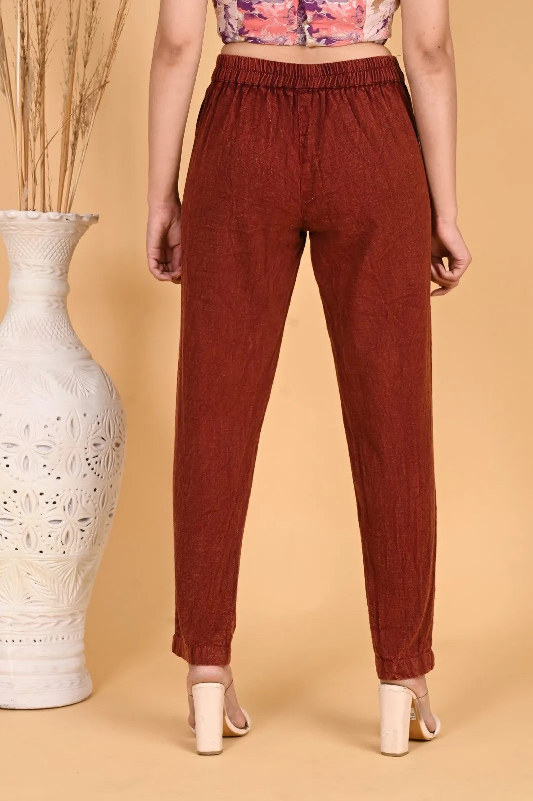 BEIGE DENIM COTTON PANTS