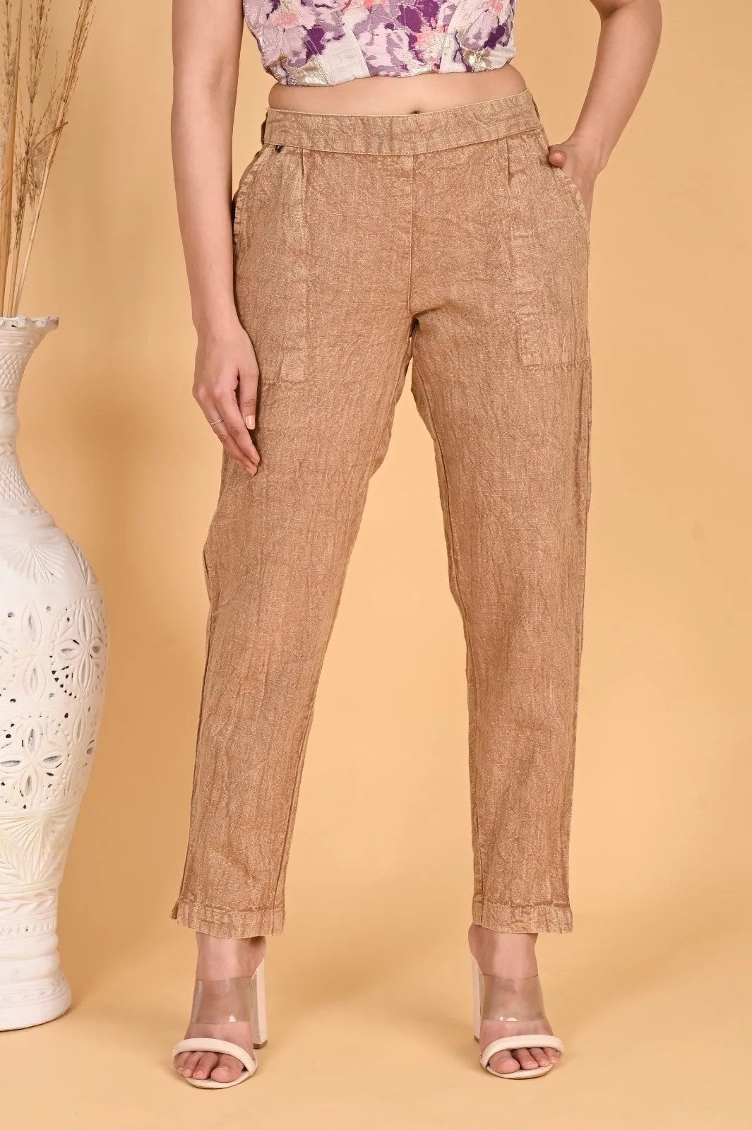 BEIGE DENIM COTTON PANTS