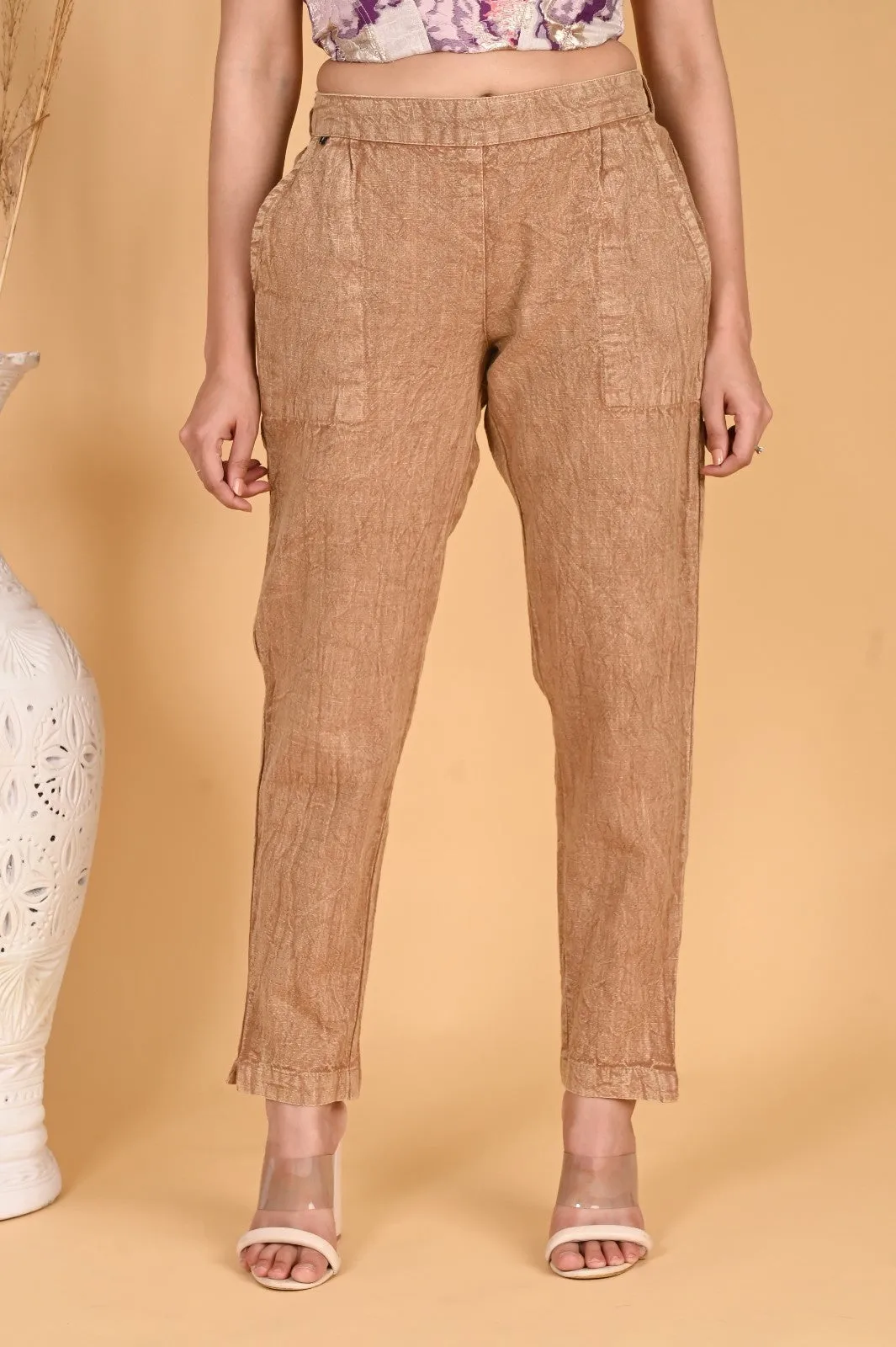 BEIGE DENIM COTTON PANTS