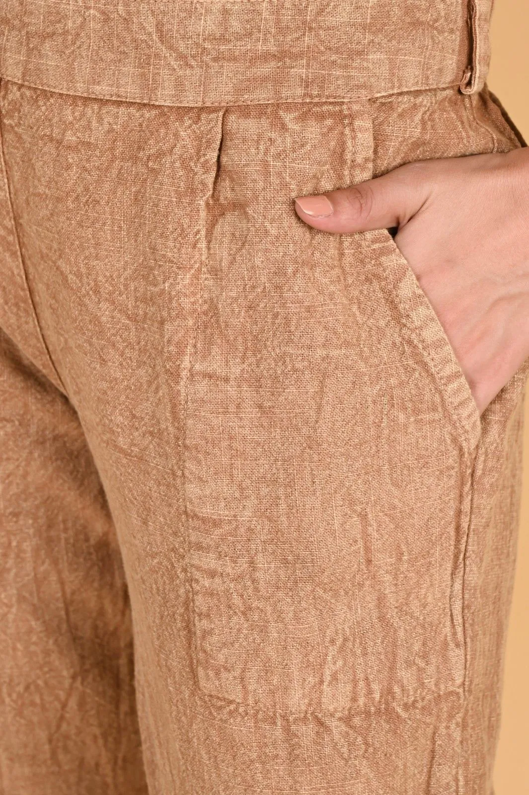 BEIGE DENIM COTTON PANTS